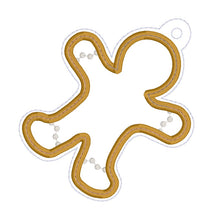 Load image into Gallery viewer, Gingerbread applique shaker ornament/bookmark/bag tag machine embroidery file DIGITAL DOWNLOAD