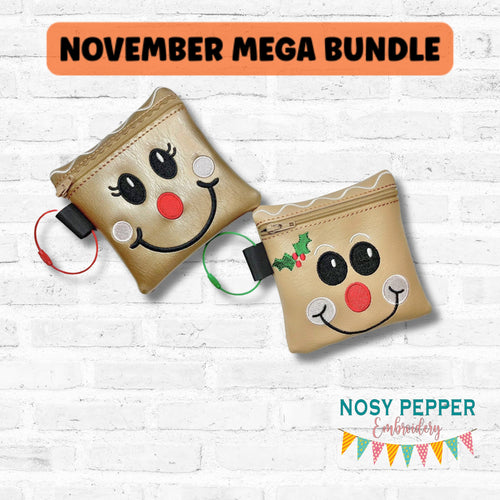 Gingerbread Face ITH Bag (5 sizes and 2 designs available) machine embroidery design DIGITAL DOWNLOAD