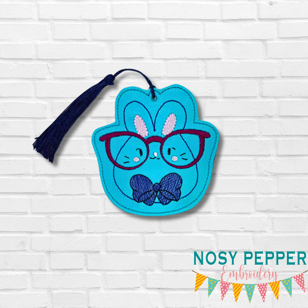 Glasses Bunny Bookmark machine/bag tag/ornament embroidery design DIGITAL DOWNLOAD