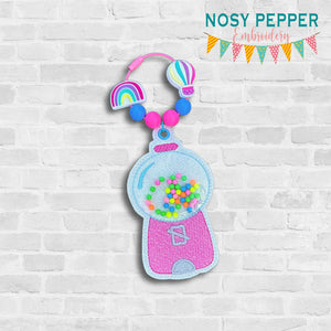 Gumball shaker bookmark/bag tag/ornament machine embroidery file DIGITAL DOWNLOAD