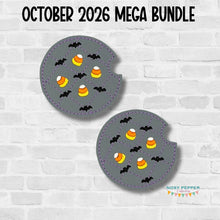 Load image into Gallery viewer, Halloween Quilted car coaster --2026 Spooky Mystery Bundle-- (2 sizes included) machine embroidery design DIGITAL DOWNLOAD