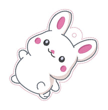 Load image into Gallery viewer, Happy Bunny applique bookmark/ornament/bag tag machine embroidery design MB March &#39;24 DIGITAL DOWNLOAD