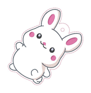 Happy Bunny applique bookmark/ornament/bag tag machine embroidery design MB March '24 DIGITAL DOWNLOAD