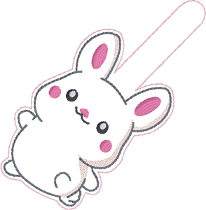 Happy Bunny applique bookmark/ornament/bag tag machine embroidery design MB Feb '24 DIGITAL DOWNLOAD