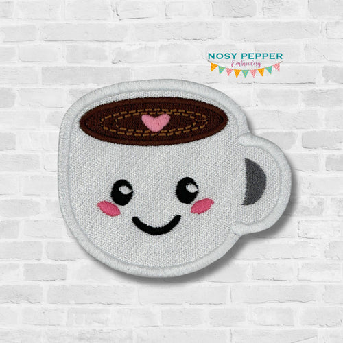 Happy Coffee patch machine embroidery design DIGITAL DOWNLOAD