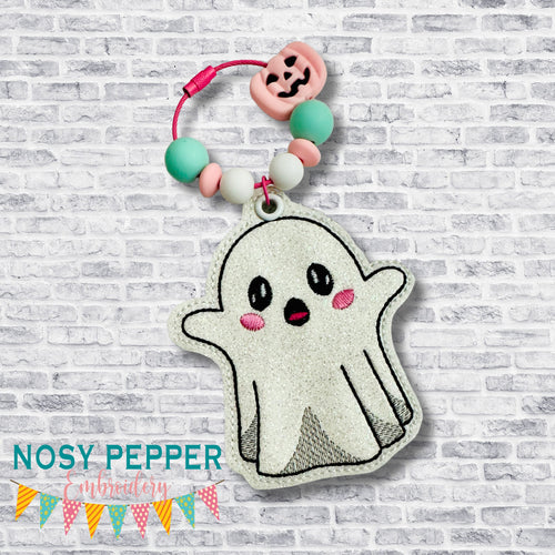 Happy Ghost bookmark/bag tag/ornament machine embroidery file DIGITAL DOWNLOAD