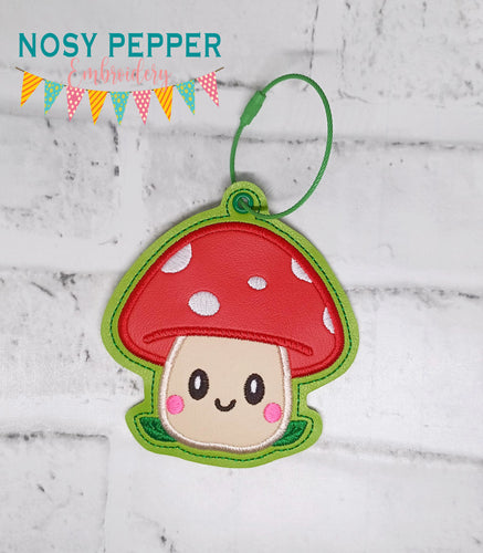 Happy Toadstool applique Puff bookmark/ornament/bag tag machine embroidery design DIGITAL DOWNLOAD