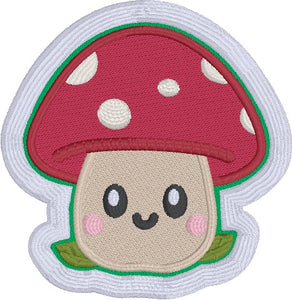 Happy Toadstool patch machine embroidery design (2 sizes included) DIGITAL DOWNLOAD