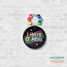 Load image into Gallery viewer, I Hate It Here bag tag/ornament/bookmark machine embroidery design DIGITAL DOWNLOAD