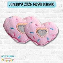 Load image into Gallery viewer, Heart Donut stuffie (5 sizes included) —JAN 26 MB—machine embroidery design DIGITAL DOWNLOAD