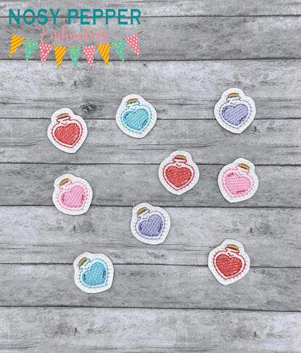 Heart Potion feltie embroidery file (single and multi files included) DIGITAL DOWNLOAD