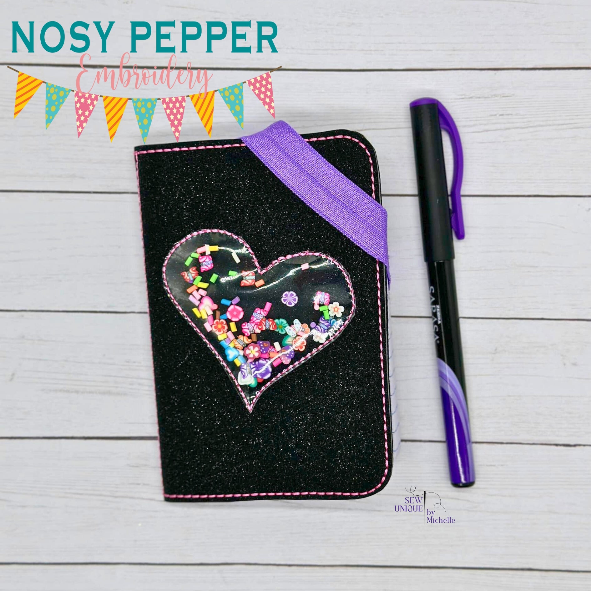 Heart Shaker notebook cover machine embroidery design (2 sizes availab ...