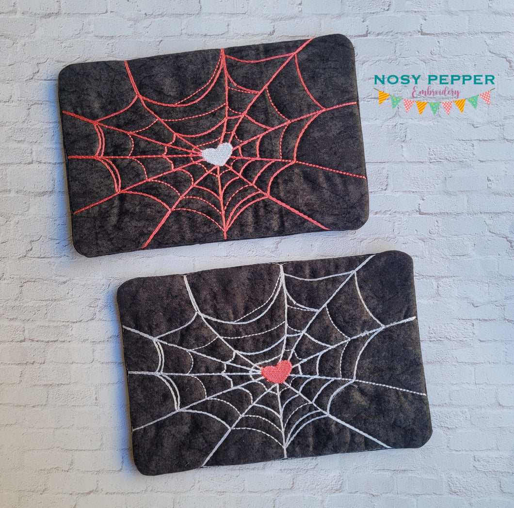 Spider Web mug rug machine embroidery design (4 sizes and 2 versions included) DIGITAL DOWNLOAD