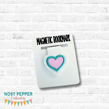 Load image into Gallery viewer, Heart appliqué magnetic bookmark machine embroidery design DIGITAL DOWNLOAD