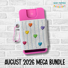 Load image into Gallery viewer, Raonbow Heart square Sanitizer Case machine embroidery design DIGITAL DOWNLOAD