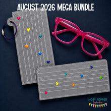 Load image into Gallery viewer, Rainbow Hearts Glasses case (2 versions included) machine embroidery design DIGITAL DOWNLOAD