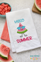 Load image into Gallery viewer, Hello Summer Watermelon applique machine embroidery design (4 sizes included) DIGITAL DOWNLOAD
