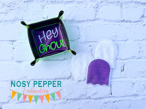 Hey Ghoul ITH tray and wipe set machine embroidery design (includes 2 sizes of trays and wipes) DIGITAL DOWNLOAD
