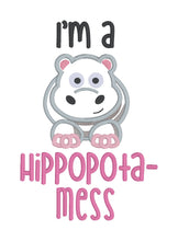 Load image into Gallery viewer, Hippopata-Mess Applique machine embroidery design (4 sizes included) DIGITAL DOWNLOAD