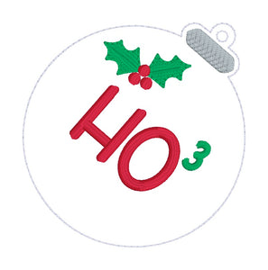 Ho³ ornament/bookmark/bag tag machine embroidery file DIGITAL DOWNLOAD