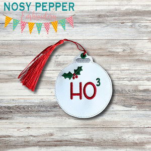 Ho³ ornament/bookmark/bag tag machine embroidery file DIGITAL DOWNLOAD