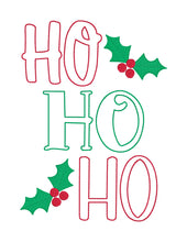 Load image into Gallery viewer, Ho Ho Ho raw edge applique machine embroidery design (5 sizes included) DIGITAL DOWNLOAD