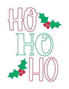 Ho Ho Ho raw edge applique machine embroidery design (5 sizes included) DIGITAL DOWNLOAD