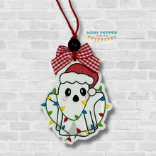 Load image into Gallery viewer, Holiday Spirit ornament/bag tag/bookmark machine embroidery design DIGITAL DOWNLOAD