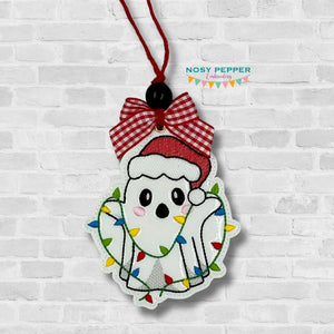Holiday Spirit ornament/bag tag/bookmark machine embroidery design DIGITAL DOWNLOAD