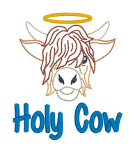 Load image into Gallery viewer, Holy Cow embroidery design (5 sizes included) DIGITAL DOWNLOAD