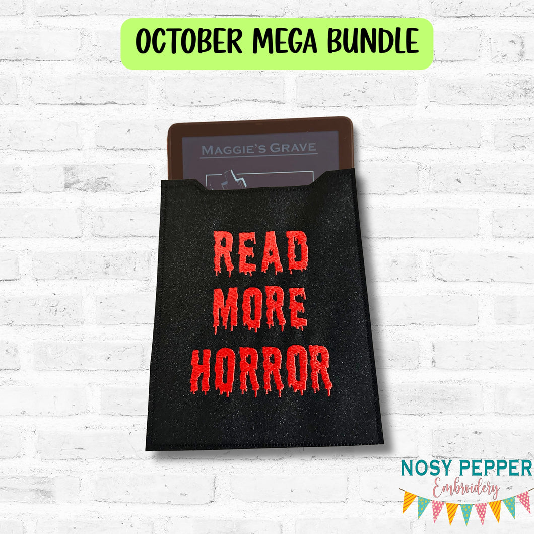Read More Horror reader sleeve (3 sizes included) machine embroidery design DIGITAL DOWNLOAD