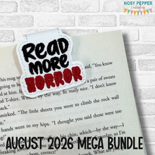 Load image into Gallery viewer, Read Horror magnetic bookmark machine embroidery design DIGITAL DOWNLOAD