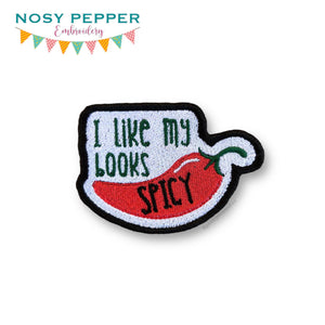 I Like My Books Spicy patch machine embroidery design (2 sizes included) DIGITAL DOWNLOAD