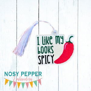 I Like My Books Spicy bookmark/bag tag/ornament machine embroidery file DIGITAL DOWNLOAD