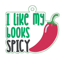 Load image into Gallery viewer, I Like My Books Spicy bookmark machine embroidery file DIGITAL DOWNLOAD