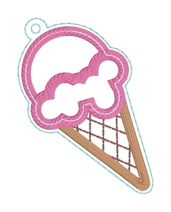 Ice Cream Applique Shaker bookmark/bag tag/ornament machine embroidery file DIGITAL DOWNLOAD