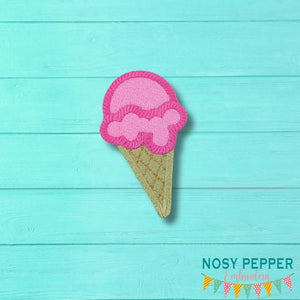 Ice Cream patch machine embroidery design (2 sizes included) DIGITAL DOWNLOAD