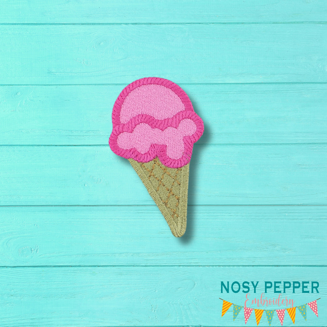 Ice Cream patch machine embroidery design (2 sizes included) DIGITAL DOWNLOAD