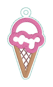 Ice Cream Scoop Applique snap tab and eyelet fob machine embroidery file (single and multi files included) DIGITAL DOWNLOAD