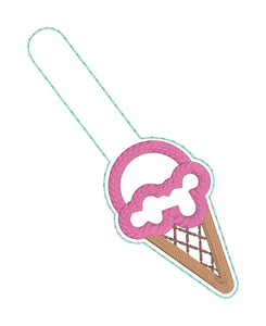 Ice Cream Scoop Applique snap tab and eyelet fob machine embroidery file (single and multi files included) DIGITAL DOWNLOAD