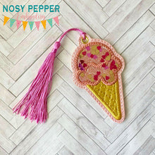 Load image into Gallery viewer, Ice Cream Applique Shaker bookmark/bag tag/ornament machine embroidery file DIGITAL DOWNLOAD
