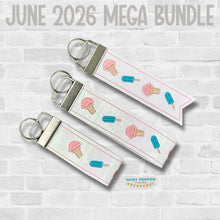 Load image into Gallery viewer, Ice Cream fob set machine embroidery file (3 sizes, single and multi files included) DIGITAL DOWNLOAD