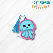 Load image into Gallery viewer, Jellyfish Applique bookmark machine embroidery file DIGITAL DOWNLOAD