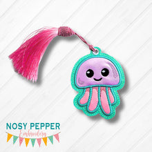 Load image into Gallery viewer, Jellyfish Applique bookmark machine embroidery file DIGITAL DOWNLOAD