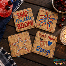 Load image into Gallery viewer, 4th of July Coaster (set of 4 4x4 Designs) machine embroidery design DIGITAL DOWNLOAD