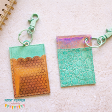 Load image into Gallery viewer, Key chain wallet (two styles and 4 variations) 5x7 hoop ITH machine embroidery design DIGITAL DOWNLOAD