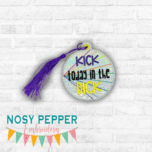 Load image into Gallery viewer, Kick Today In The D!ck bookmark/bag tag/ornament machine embroidery file DIGITAL DOWNLOAD