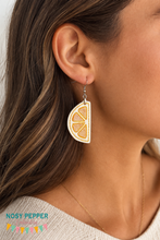 Load image into Gallery viewer, Citrus Slice earrings machine embroidery design ITH DIGITAL DOWNLOAD