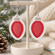 Load image into Gallery viewer, Christmas Bulb applique earrings --2026 Holiday Bundle-- machine embroidery design DIGITAL DOWNLOAD