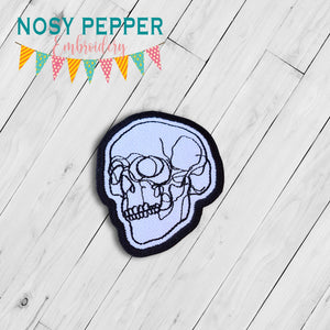 Skull Line patch machine embroidery design (2 sizes included) DIGITAL DOWNLOAD